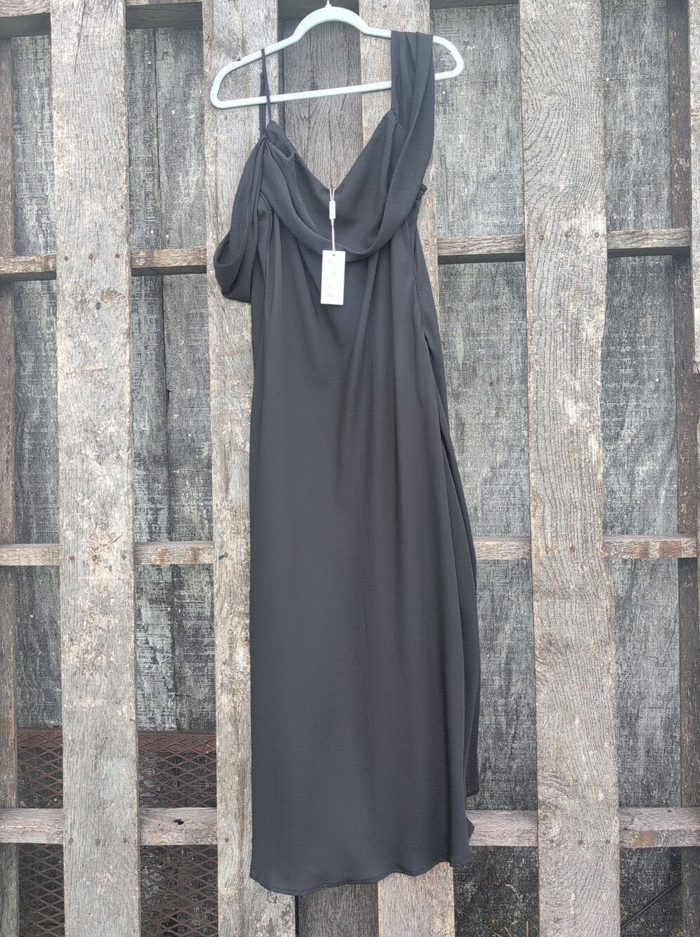 Petal & Pup NWT Cowl Neck Cowl Shoulder Evening Dress Black Chiffon Woemn's XL